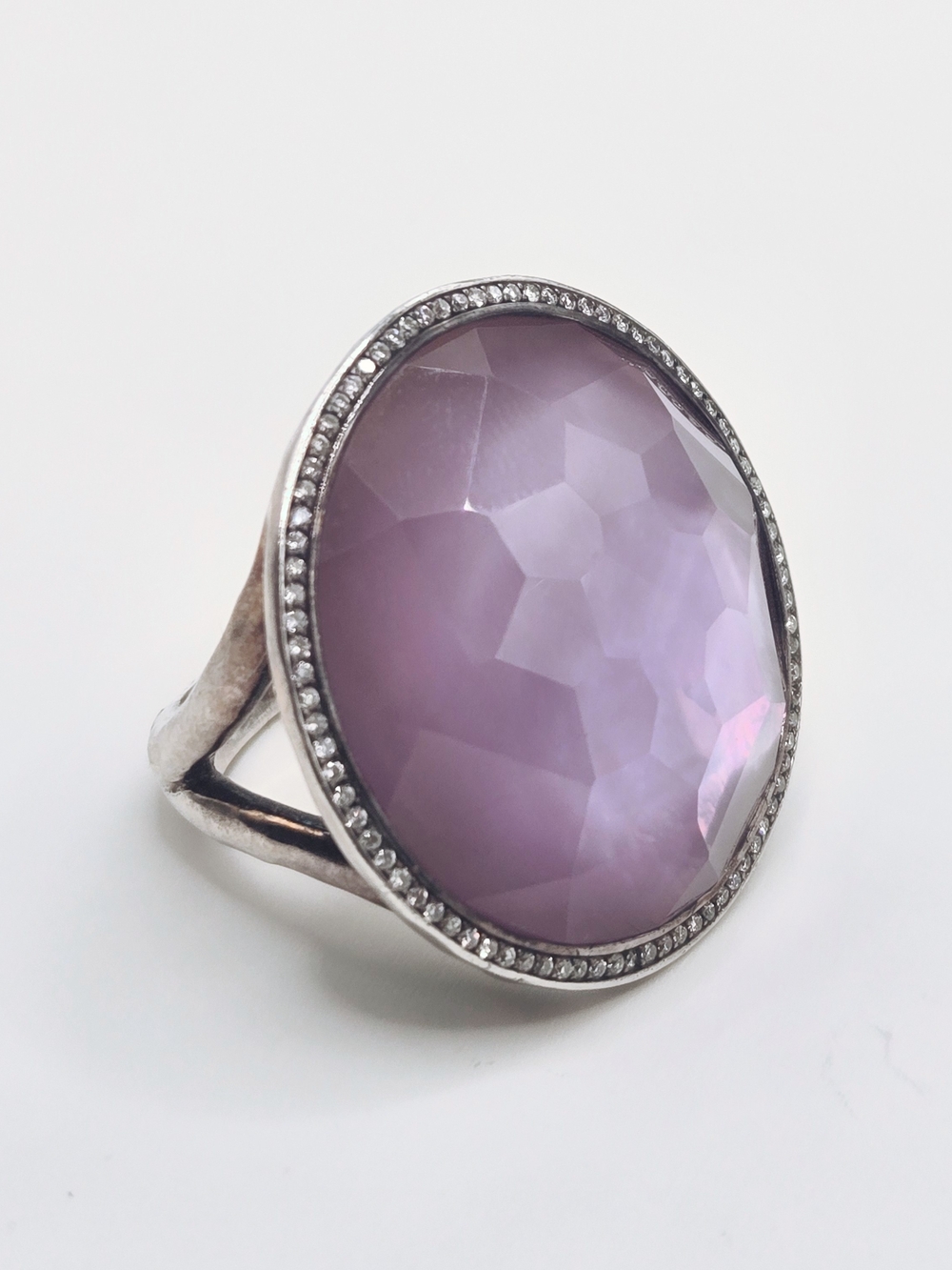 Ippolita Stella Large 1.11" Amethyst Diamond Silver Ring $2,995